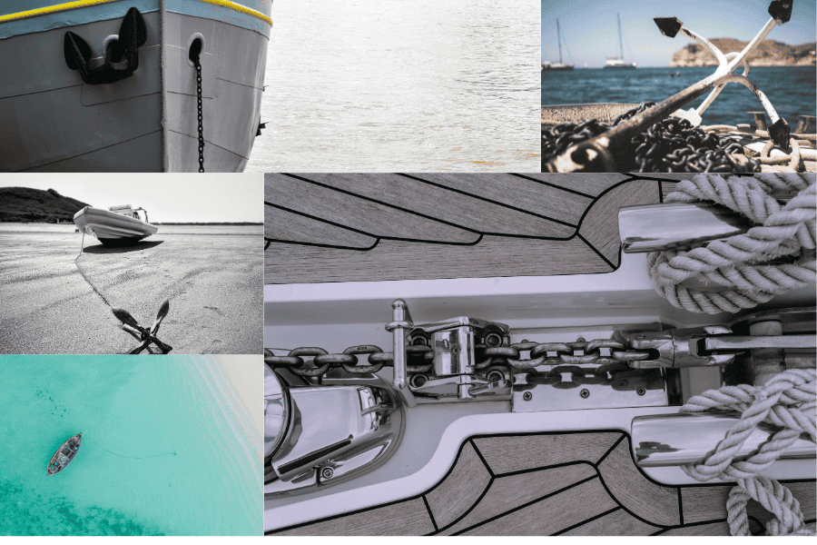 Best Boat Anchors, Boat anchors, Yacht anchors, anchoring, boat anchored in water, anchor chain. 