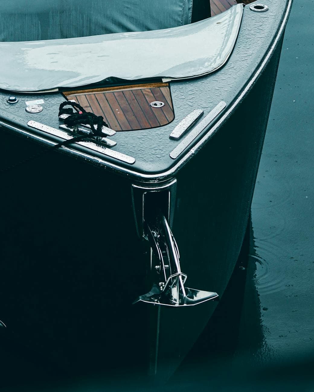 bow of a boat. showing wet gelcoat