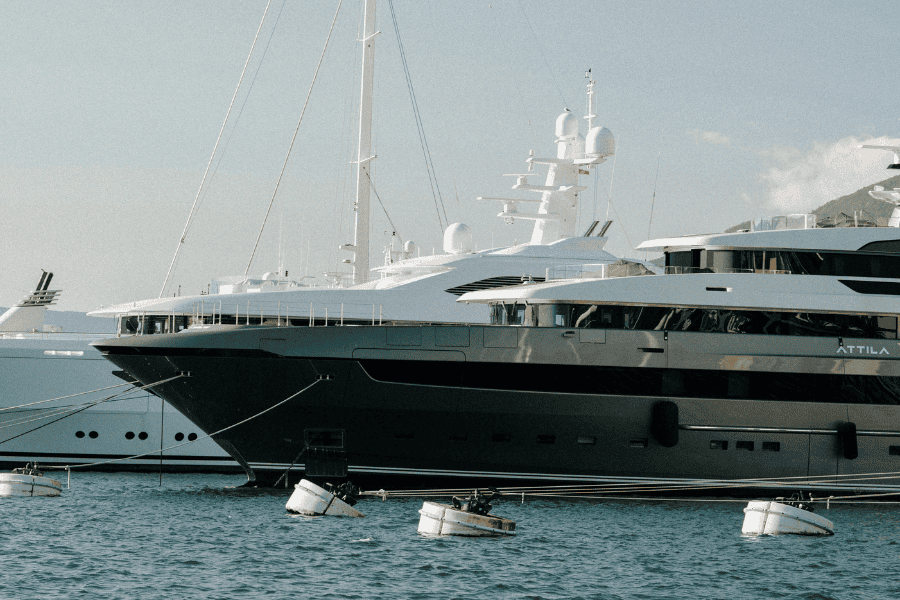 Clean and shinny yacht showing marine paints in action. 