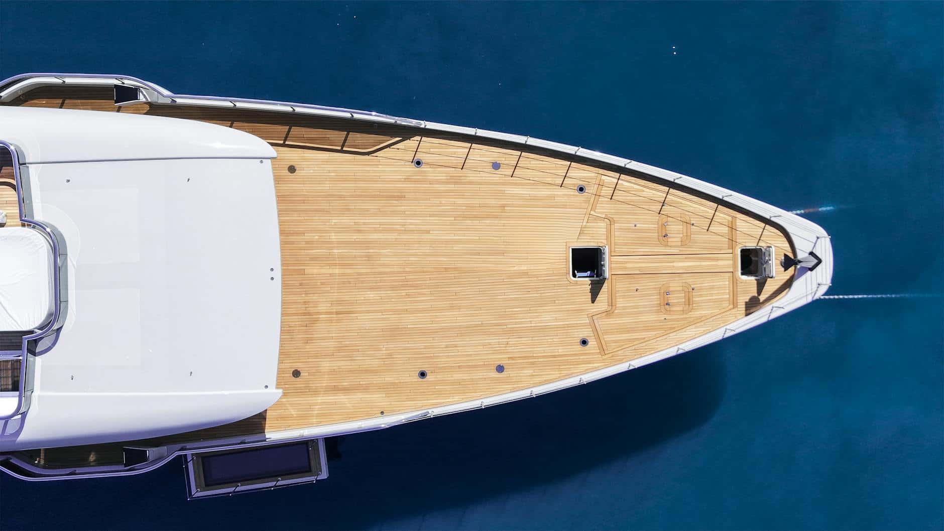 Ariel view of a sealed teak deck. 
