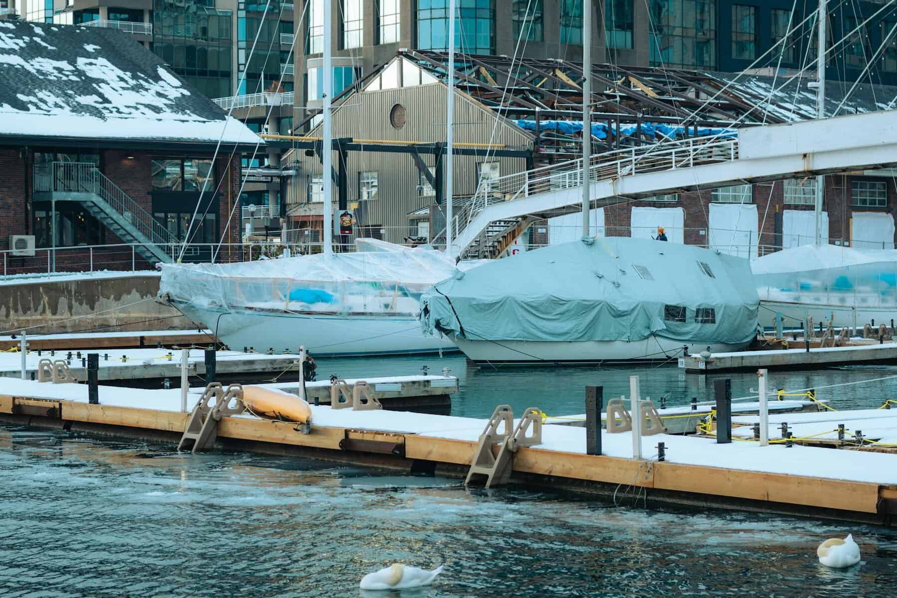 winter view of toronto yacht club marina