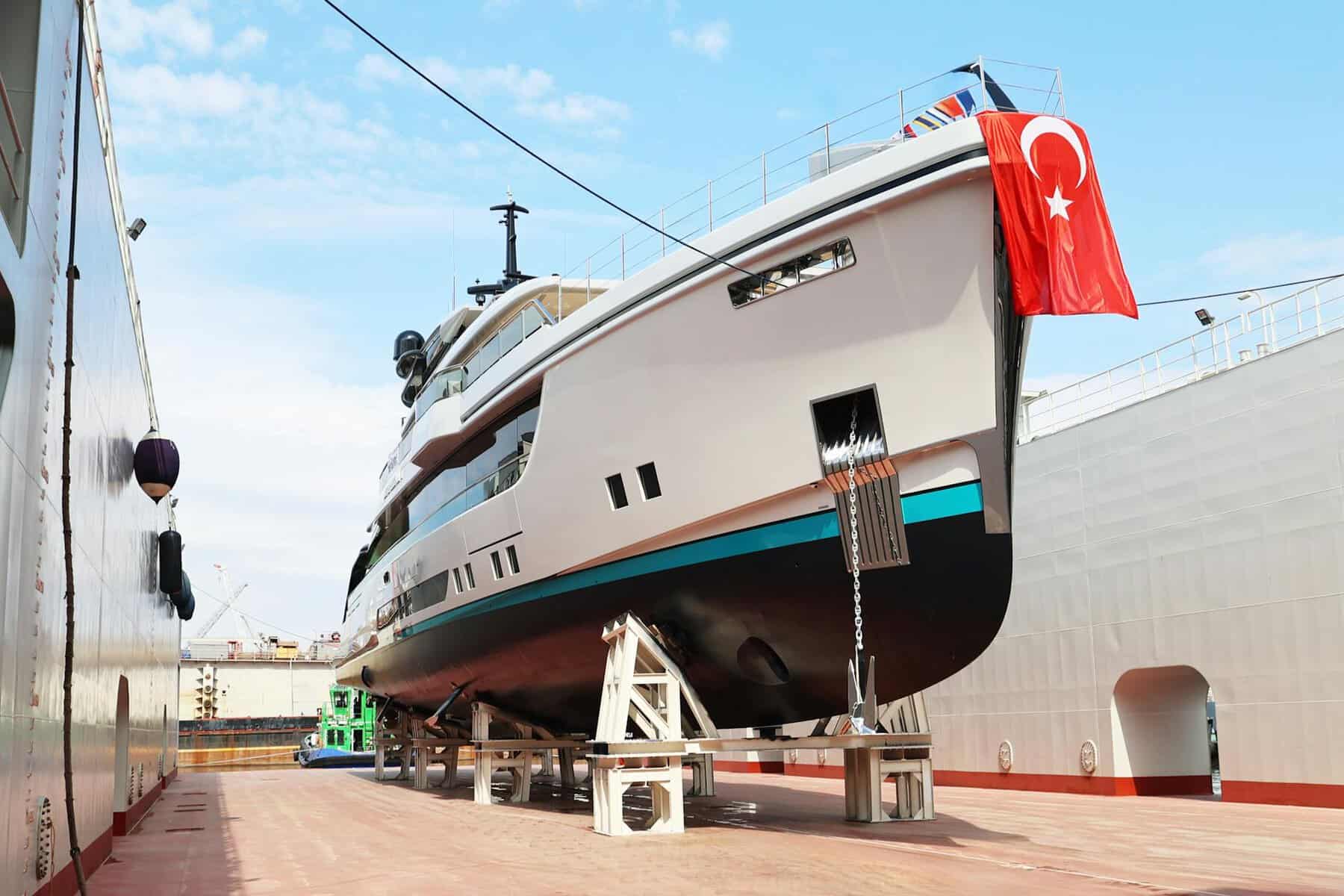 Seasonal yacht maintenance in the summer on a yacht in turkey.