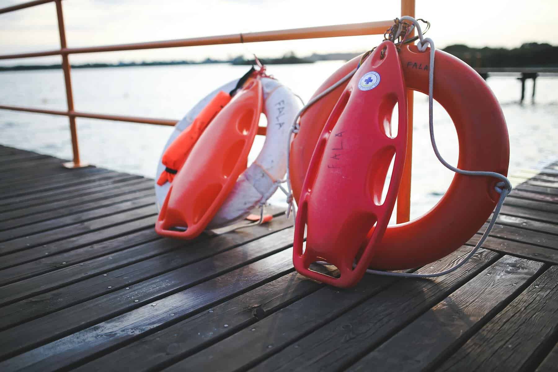 Life rings and safety bouy on a dock. 