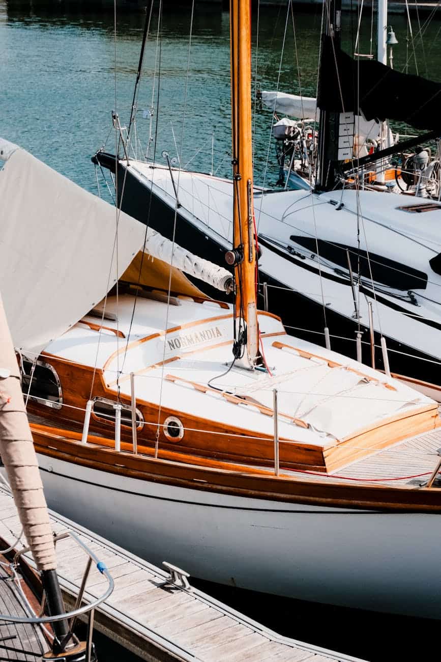 Boat Varnish Boat varnish on a small sailing yacht.