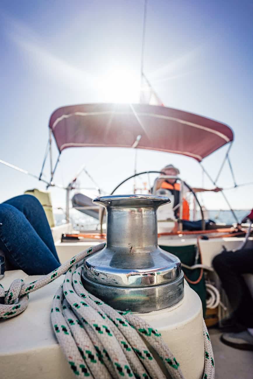 Stainless steel yacht winch. 