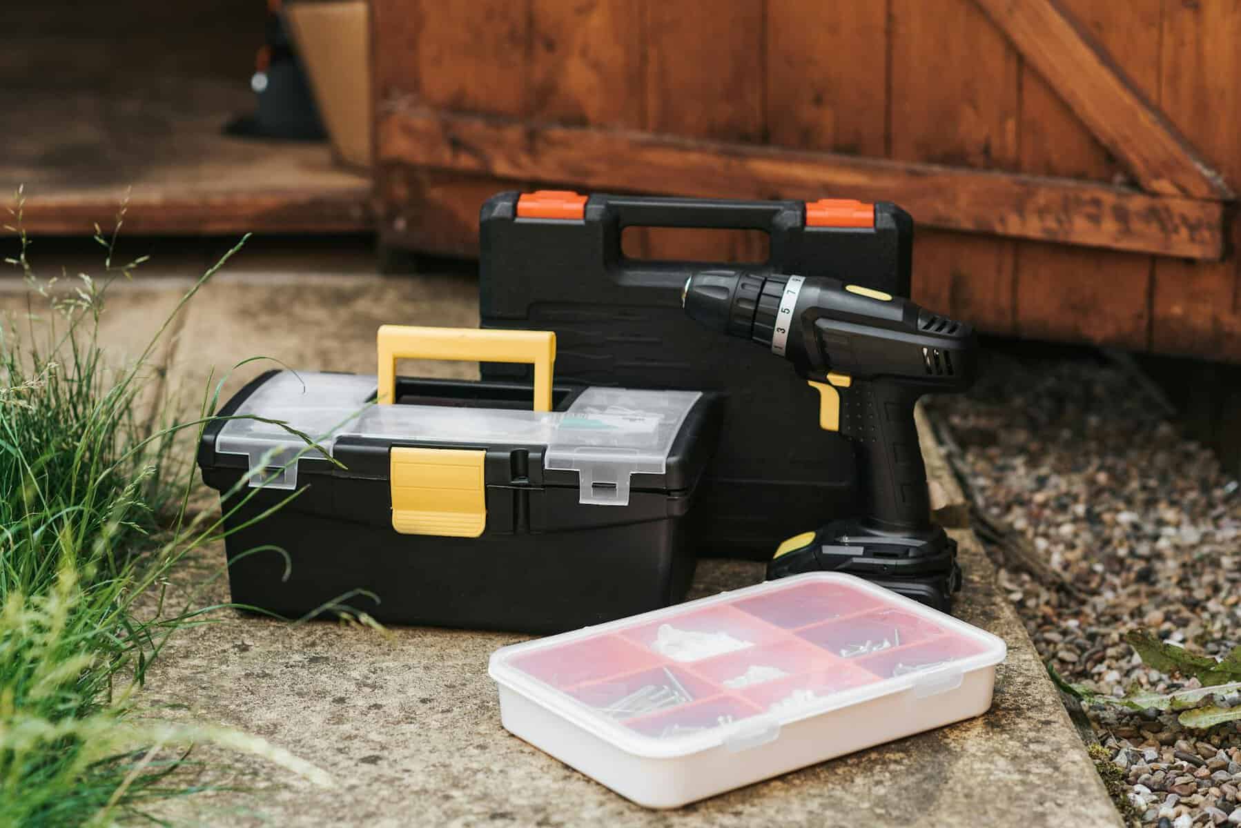 waterproof tool boxes on a pavement