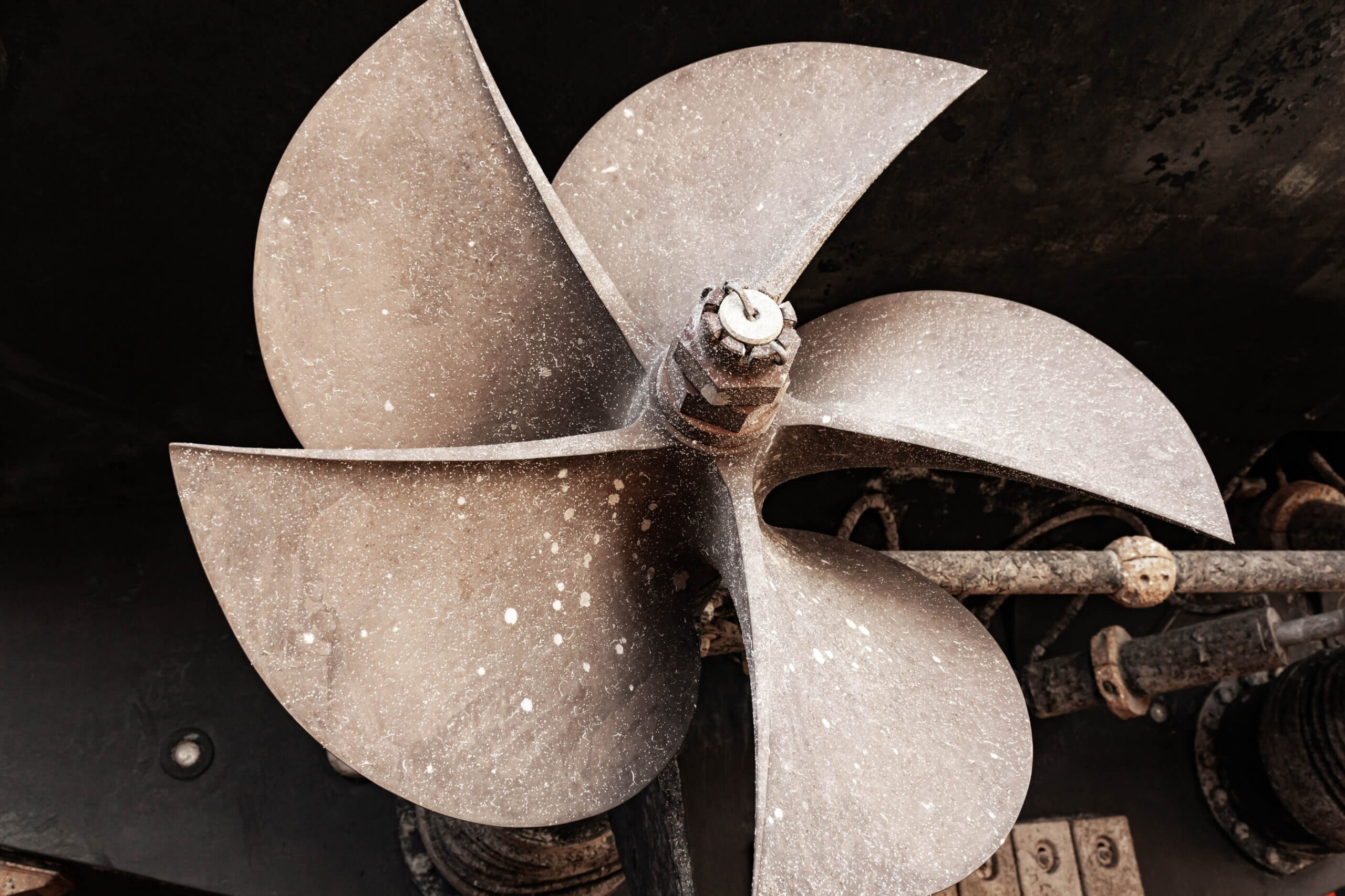 Large yacht propeller. 